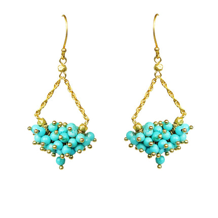 Turquoise Cluster Chandelier Earrings