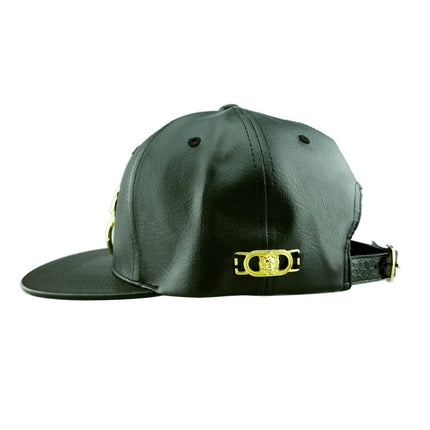 Faux Leather Snapback Hat