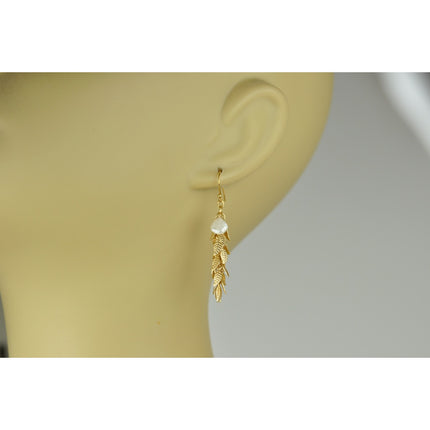 White Silverite And Leaf Cascade Earrings
