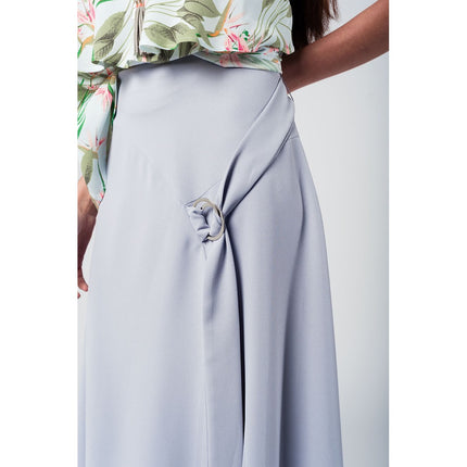 Grey midi skirt with belt