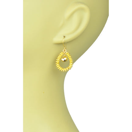 Gold Pyrite Drop Hoop Earrings