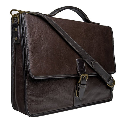 Harrison Buffalo Leather Laptop Briefcase