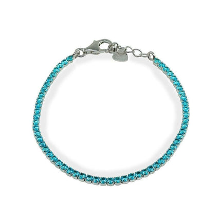 Girls Mini Aqua CZ Tennis Bracelet |Sterling Silver by BecKids