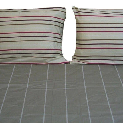 DaDa Bedding Solid Soft Multi Striped Fitted Sheet & Pillow Cases Set (FTS8293)
