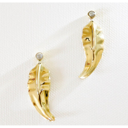 Leaf labradorite earrings