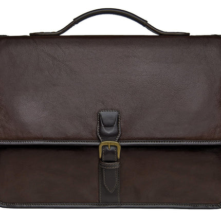 Harrison Buffalo Leather Laptop Briefcase
