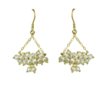 Pearl Cluster Chandelier Earrings