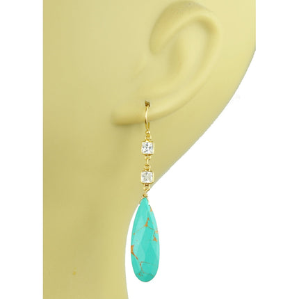 White Topaz With Turquoise Drop Earrings
