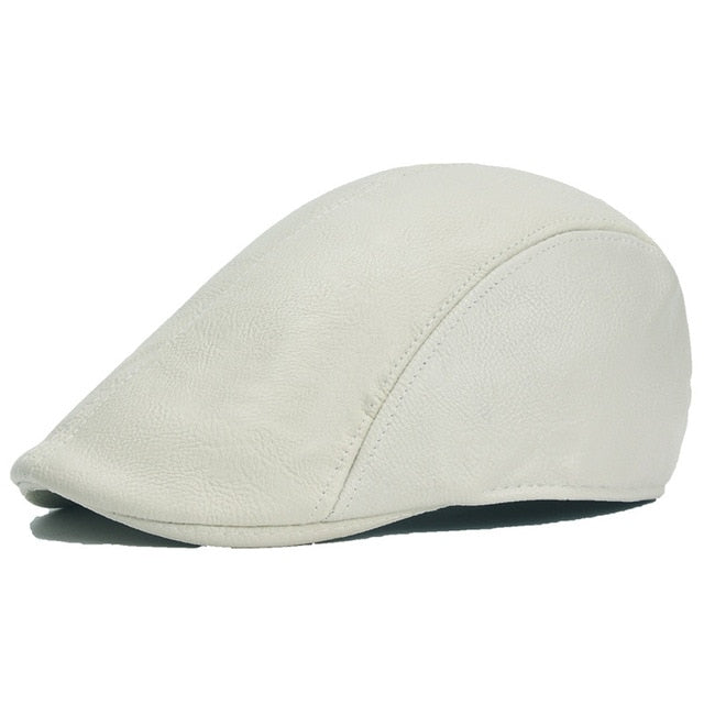 Men Faux Leather Beret Hat. Good for Golf Driving Cabbie Flat Cap
